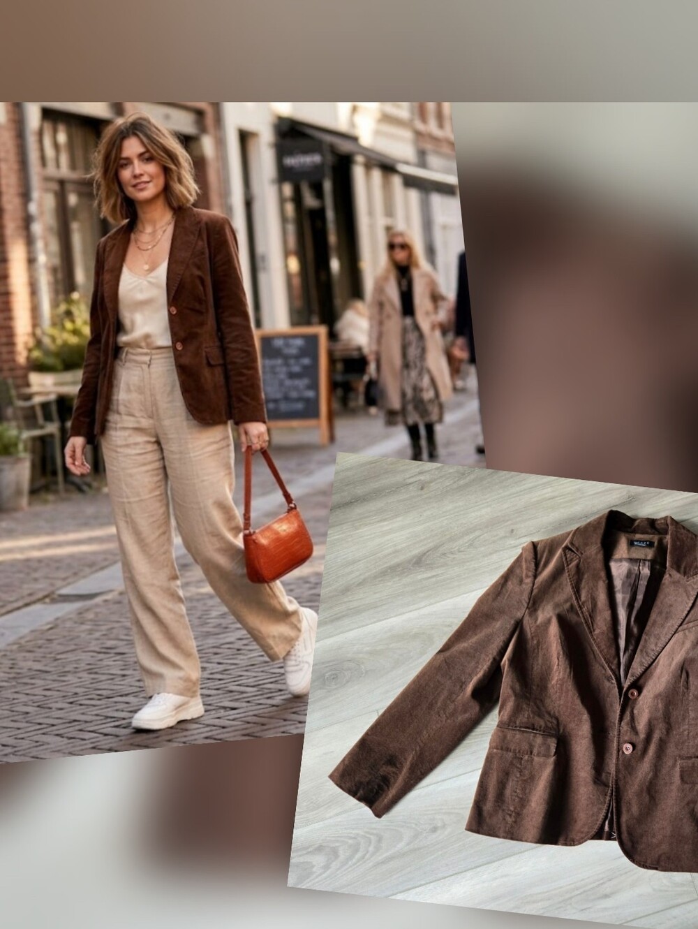 🍄‍🟫 Grace | Brown Velvet Blazer - Women's Tailored Jacket, size 16